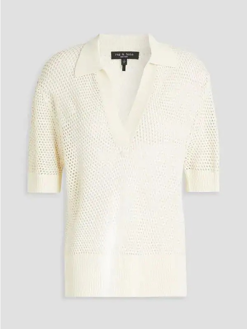 rag & bone Leah Open Knit Polo Shirt Small